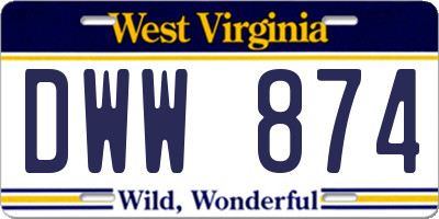 WV license plate DWW874