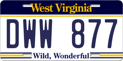 WV license plate DWW877