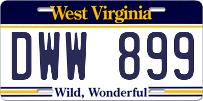 WV license plate DWW899