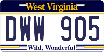WV license plate DWW905