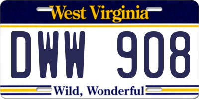 WV license plate DWW908