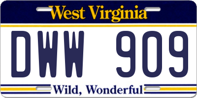 WV license plate DWW909