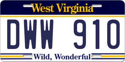 WV license plate DWW910