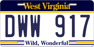 WV license plate DWW917