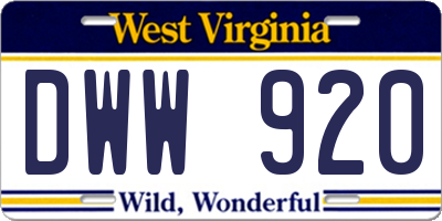 WV license plate DWW920