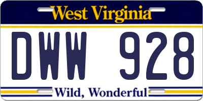 WV license plate DWW928