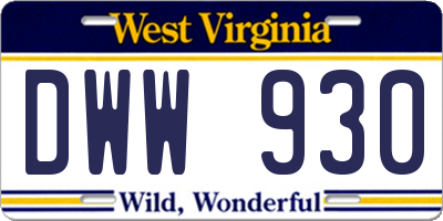 WV license plate DWW930