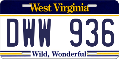 WV license plate DWW936