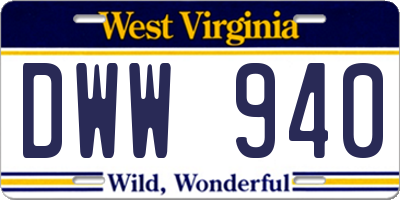WV license plate DWW940