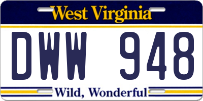 WV license plate DWW948