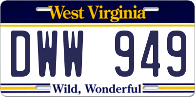 WV license plate DWW949