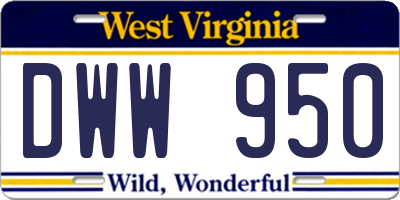 WV license plate DWW950