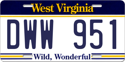 WV license plate DWW951