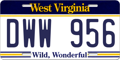 WV license plate DWW956