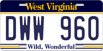 WV license plate DWW960