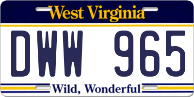 WV license plate DWW965