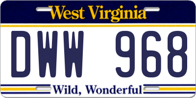 WV license plate DWW968