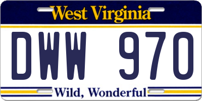 WV license plate DWW970