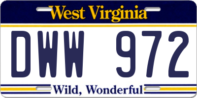WV license plate DWW972