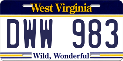WV license plate DWW983