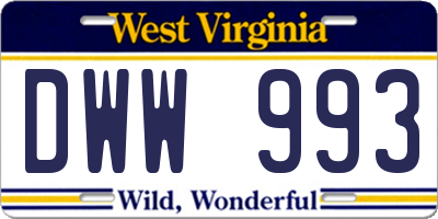 WV license plate DWW993