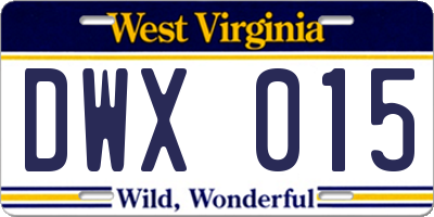 WV license plate DWX015