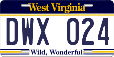 WV license plate DWX024