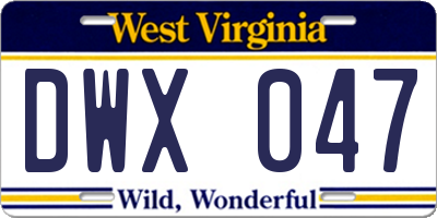 WV license plate DWX047