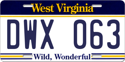 WV license plate DWX063