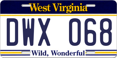 WV license plate DWX068