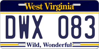 WV license plate DWX083