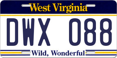 WV license plate DWX088