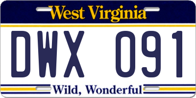 WV license plate DWX091