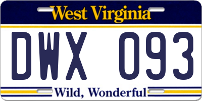 WV license plate DWX093