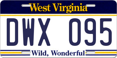 WV license plate DWX095