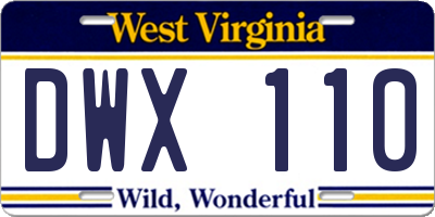 WV license plate DWX110