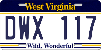 WV license plate DWX117