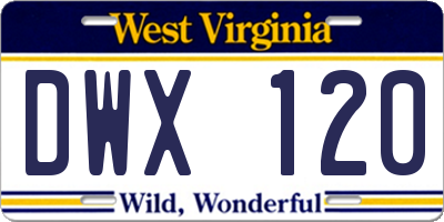 WV license plate DWX120
