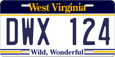 WV license plate DWX124