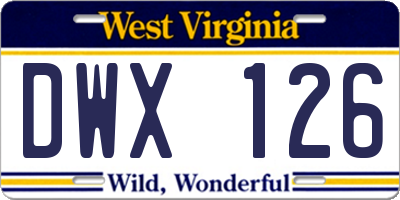 WV license plate DWX126