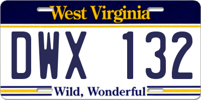 WV license plate DWX132