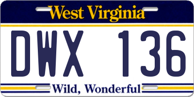 WV license plate DWX136