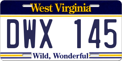 WV license plate DWX145