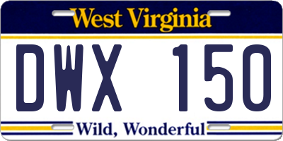 WV license plate DWX150