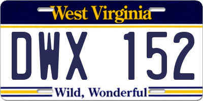 WV license plate DWX152