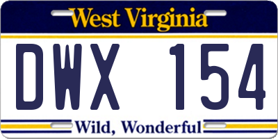 WV license plate DWX154