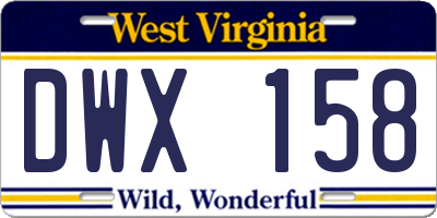 WV license plate DWX158
