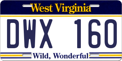 WV license plate DWX160