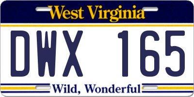WV license plate DWX165