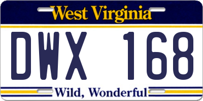 WV license plate DWX168